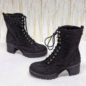 STEVE MADDEN | Chunky Glitter Platform Moto Boots sz 8.5